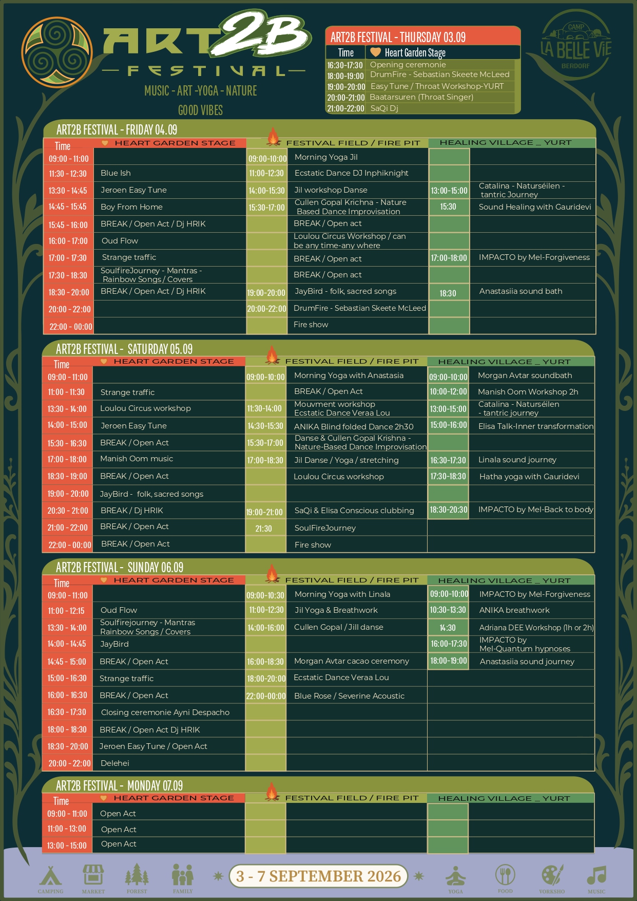 ART2B Festival 2026 timetable poster
